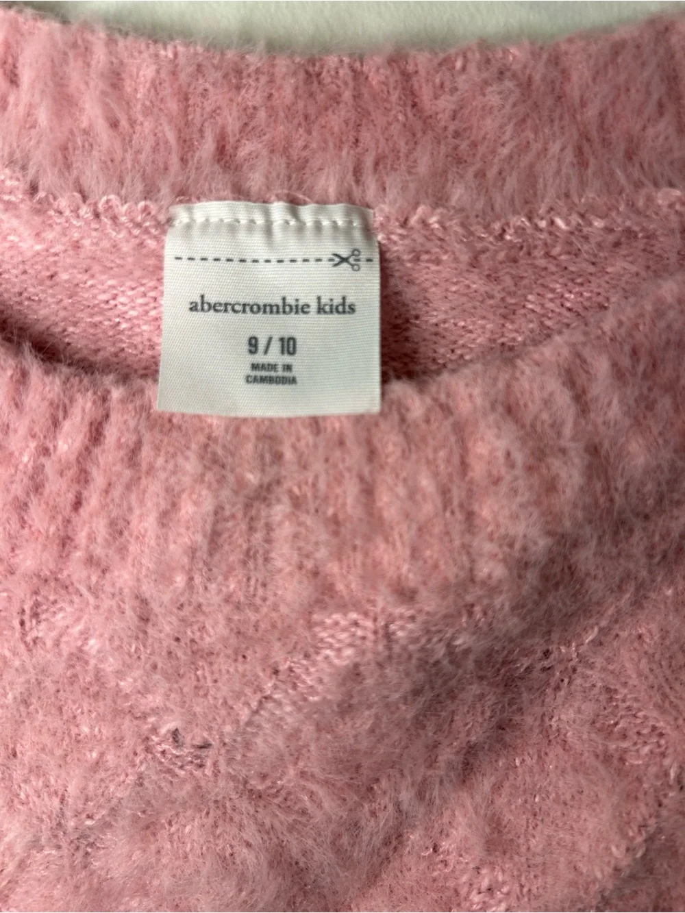 Abercrombie Kids Girl’s Pink Fuzzy Crew Neck Sweater